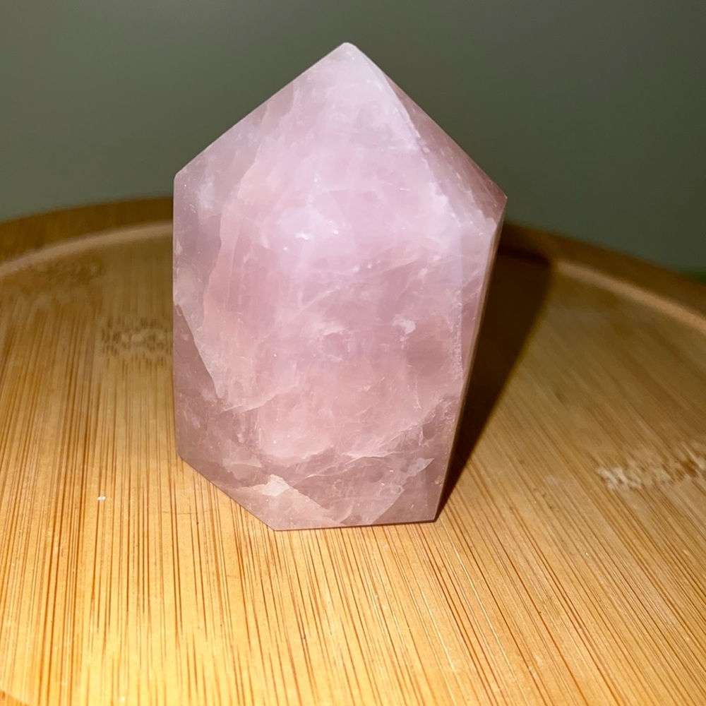 Polished rose quartz tower